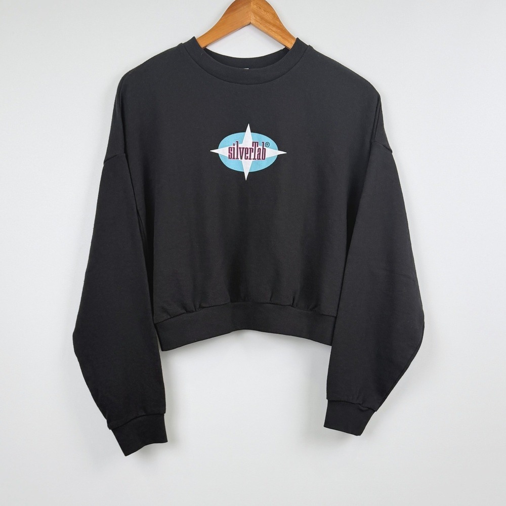 Levi's SilverTab Mens M Black Graphic Crewneck Sweatshirt Retro Logo NWT